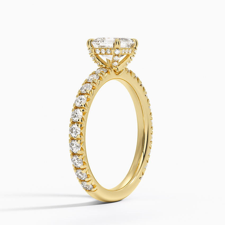 1.75 Karat Asscher Kesim Hidden Halo Tasarım Tektaş Laboratuvar Pırlanta Yüzük 18K - Selora - Bold Diamonds