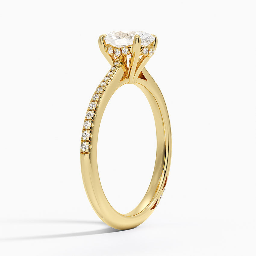 1.25 Karat Oval Hidden Halo Tasarım Tektaş Laboratuvar Pırlanta Yüzük - Torino