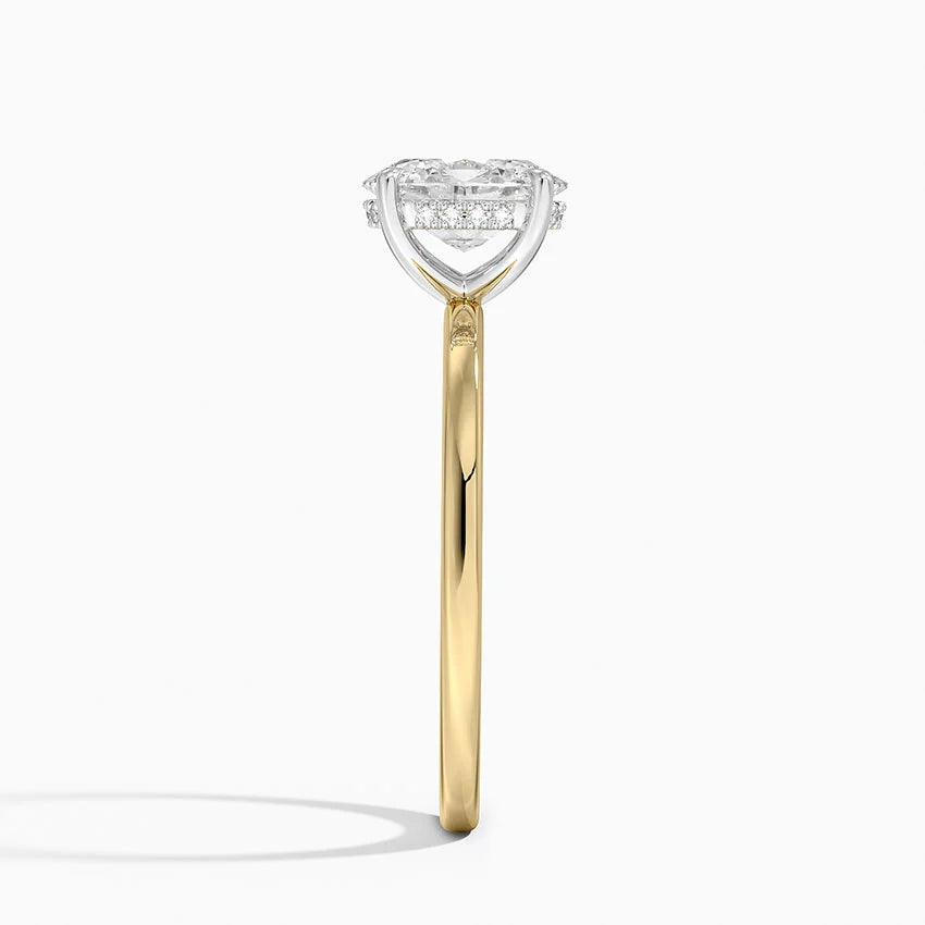 1.10 Karat Oval Kesim Hidden Halo Tasarım Tektaş Laboratuvar Pırlanta Yüzük 18K - Elora - Bold Diamonds