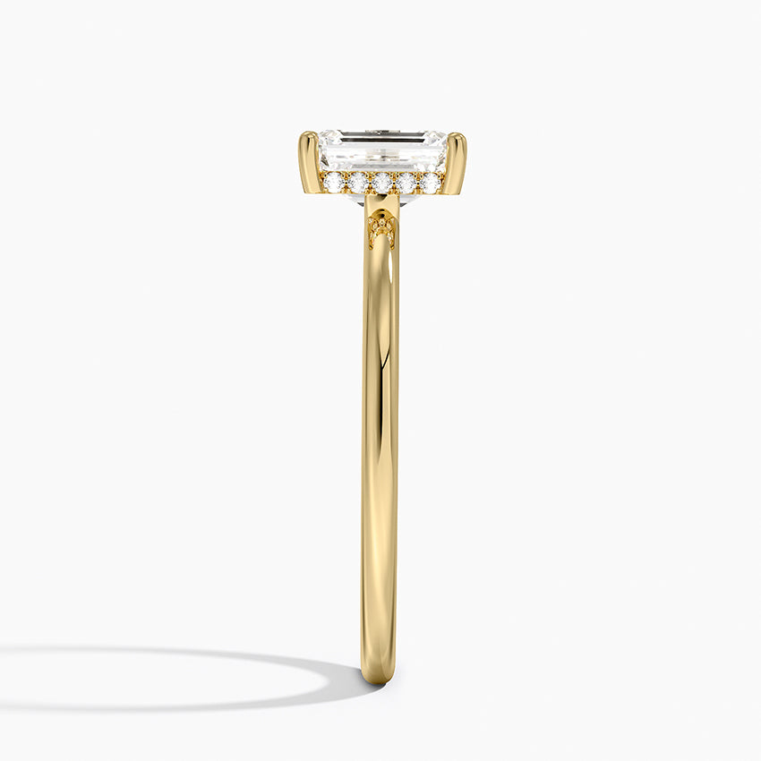 1.10 Karat Emerald Kesim Hidden Halo Tasarım Tektaş Laboratuvar Pırlanta Yüzük - Lucerne