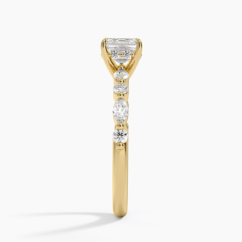 1.50 Karat Asscher Kesim Hidden Halo Tasarım Tektaş Laboratuvar Pırlanta Yüzük - Verona