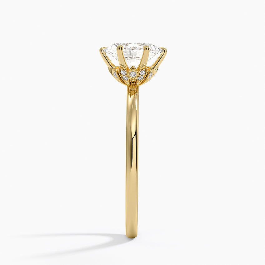 Altı Tırnak 1.15 Karat Oval Kesim Hidden Halo Tasarım Tektaş Laboratuvar Pırlanta Yüzük - Delora - Bold Diamonds