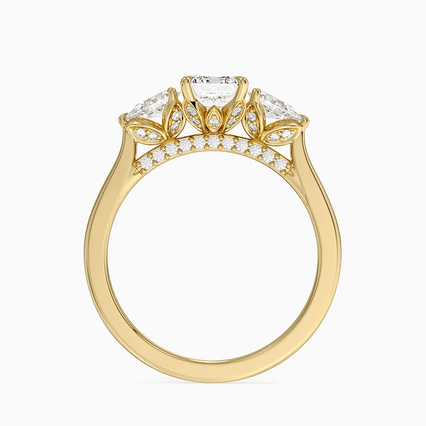1.60 Carat Princess Halo Design Solitaire Lab Diamond Ring 18K - Florina