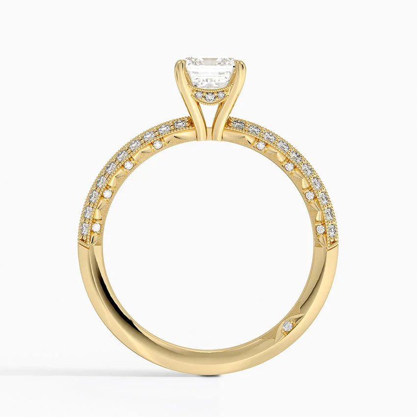 1.50 Karat Emerald Kesim Yarım Tur Tasarım Tektaş Laboratuvar Pırlanta Yüzük - Geneva