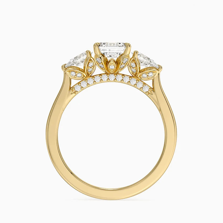 1.75 Karat Asscher Kesim Hidden Halo Tasarım Tektaş Laboratuvar Pırlanta Yüzük 18K - Calora