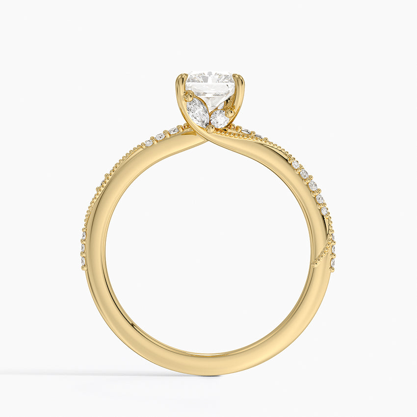 1.25 Karat Radiant Kesim Hidden Halo Tasarım Tektaş Laboratuvar Pırlanta Yüzük 18K - Melora - Bold Diamonds