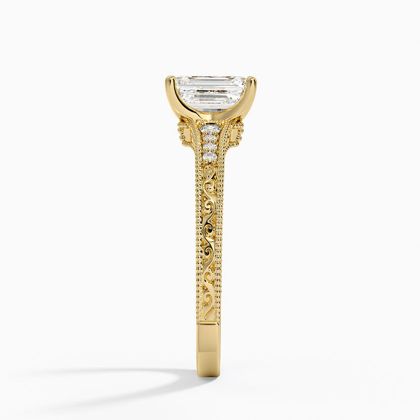 1.15 Karat Emerald Kesim Hidden Halo Tasarım Tektaş Laboratuvar Pırlanta Yüzük - Venice