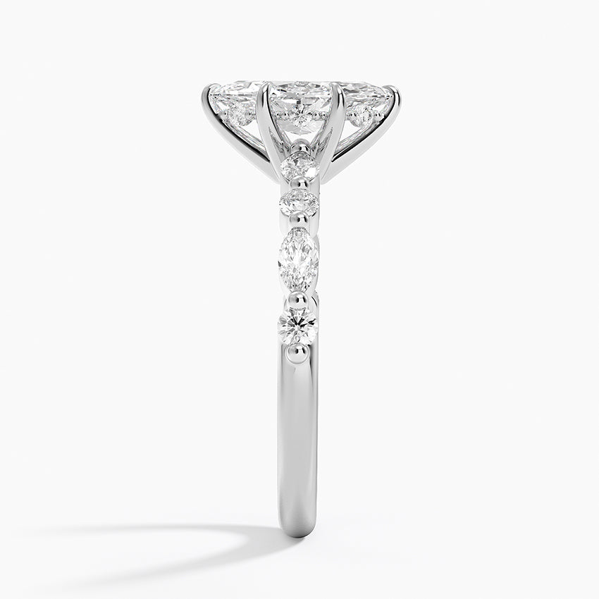 1.50 Karat Marqiuse Kesim Hidden Halo Tasarım Tektaş Laboratuvar Pırlanta Yüzük - Calora - Bold Diamonds