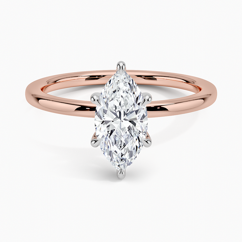 1.10 Karat Marquise Kesim Hidden Halo Tasarım Tektaş Laboratuvar Pırlanta Yüzük 18K - Elora - Bold Diamonds