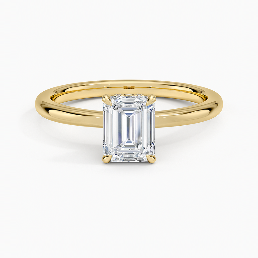 1.15 Karat Emerald Kesim Hidden Halo Tasarım Tektaş Laboratuvar Pırlanta Yüzük - Lyon