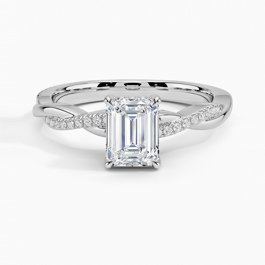 1.25 Karat Emerald Kesim Hidden Halo Tasarım Tektaş Laboratuvar Pırlanta Yüzük - Riga