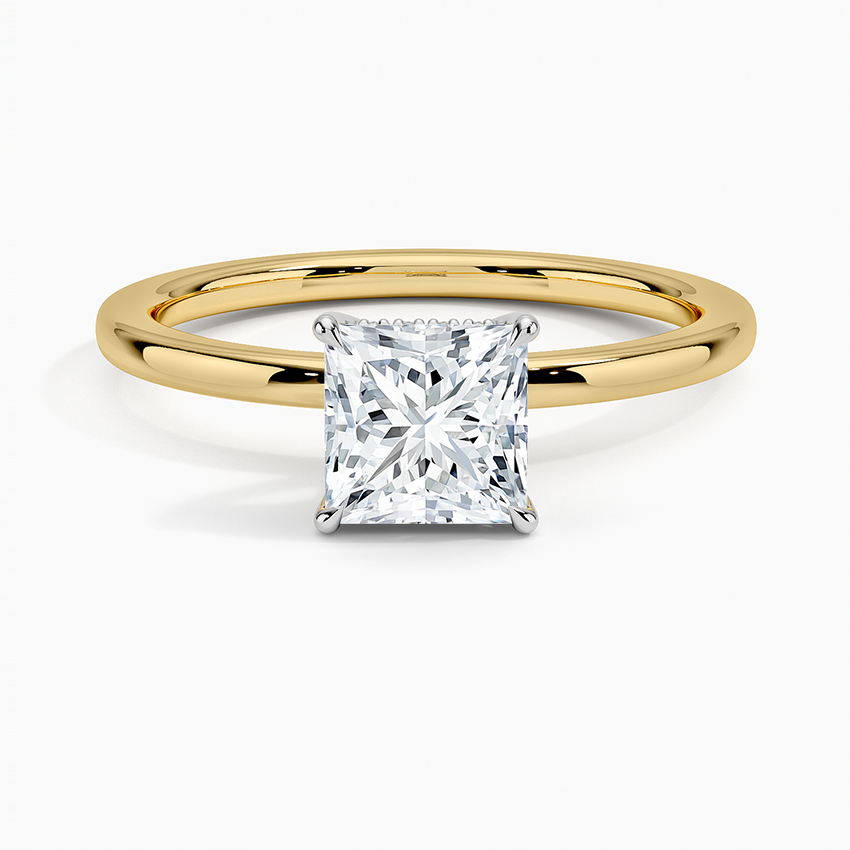 1.10 Karat Prenses Kesim Hidden Halo Tasarım Tektaş Laboratuvar Pırlanta Yüzük 18K - Elora - Bold Diamonds