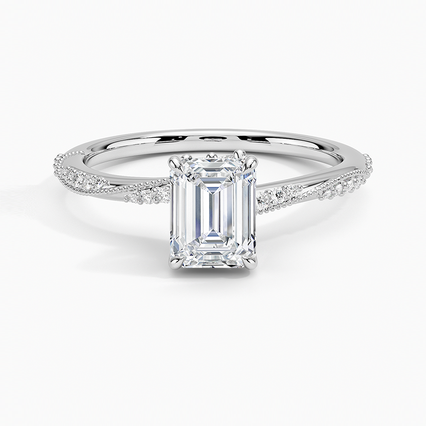 1.25 Karat Emerald Kesim Hidden Halo Tasarım Tektaş Laboratuvar Pırlanta Yüzük 18K - Melora - Bold Diamonds