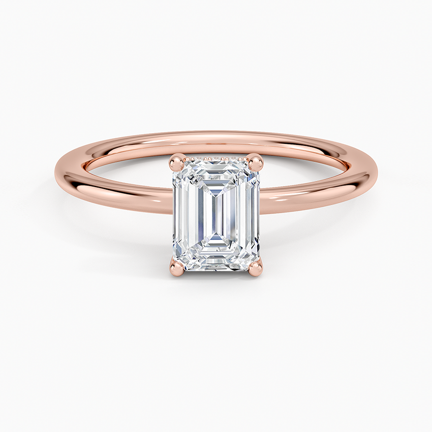 1.10 Karat Emerald Kesim Hidden Halo Tasarım Tektaş Laboratuvar Pırlanta Yüzük - Lucerne