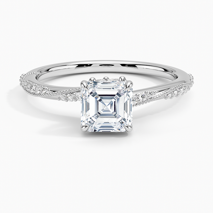 1.25 Karat Asscher Kesim Hidden Halo Tasarım Tektaş Laboratuvar Pırlanta Yüzük 18K - Melora - Bold Diamonds