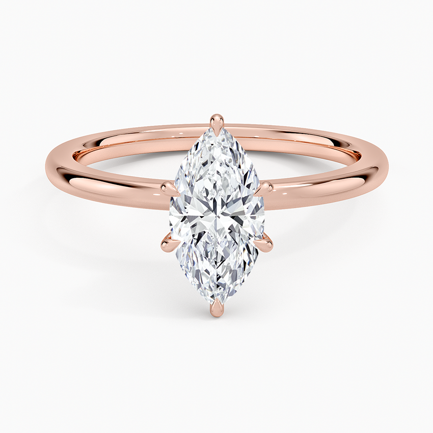 Altı Tırnak 1.15 Karat Marquise Kesim Hidden Halo Tasarım Tektaş Laboratuvar Pırlanta Yüzük - Delora - Bold Diamonds