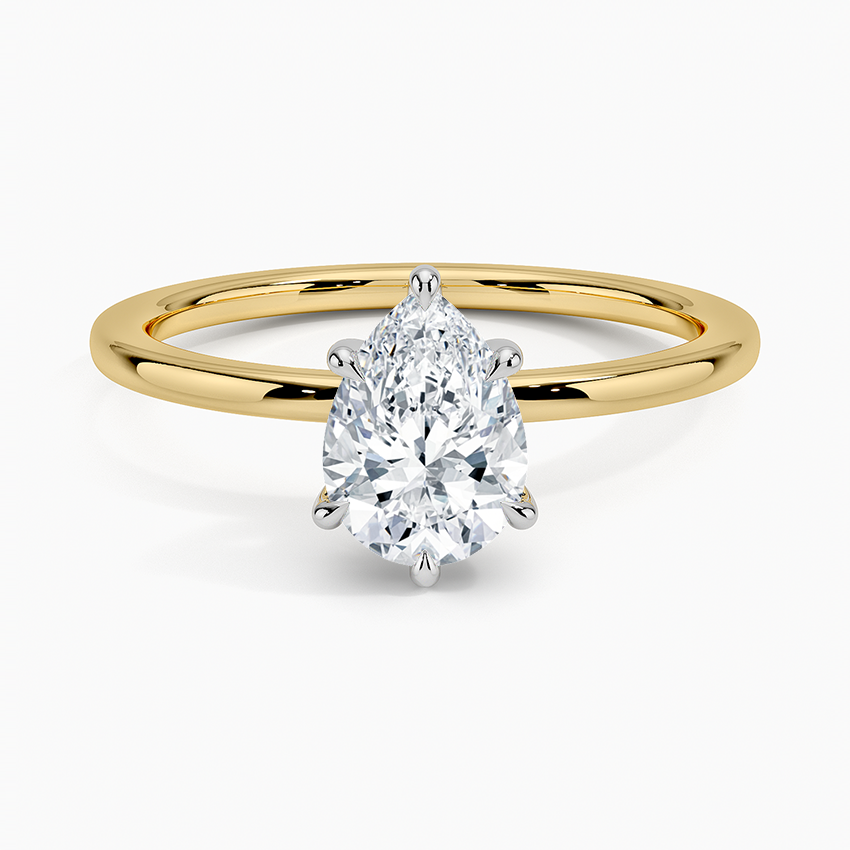 1.10 Karat Damla Kesim Hidden Halo Tasarım Tektaş Laboratuvar Pırlanta Yüzük 18K - Elora - Bold Diamonds
