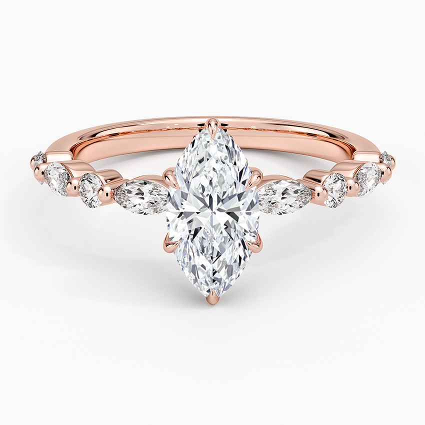 1.50 Karat Marqiuse Kesim Hidden Halo Tasarım Tektaş Laboratuvar Pırlanta Yüzük - Calora - Bold Diamonds