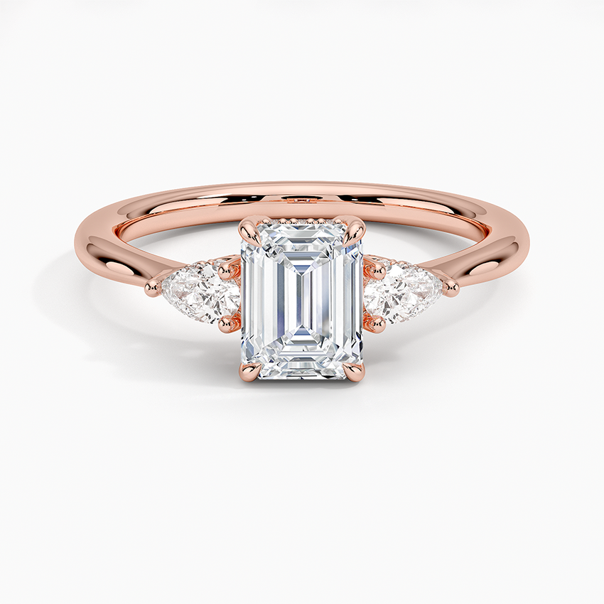 1.50 Karat Emerald Kesim Hidden Halo Tasarım Tektaş Laboratuvar Pırlanta Yüzük - Madrid