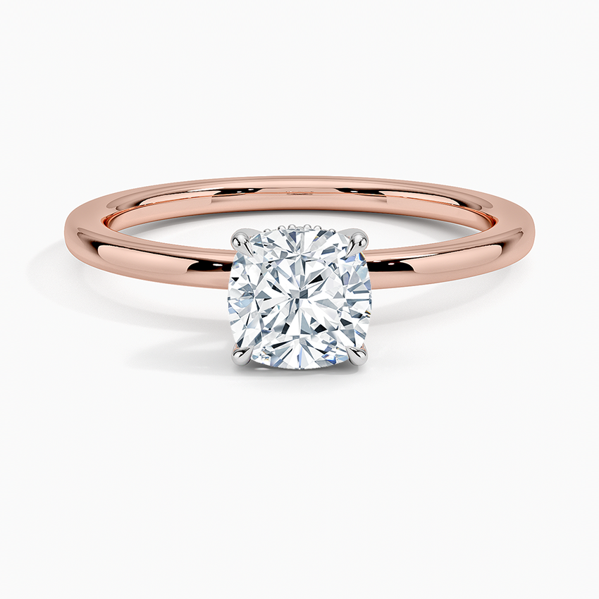 1.10 Karat Cushion Kesim Hidden Halo Tasarım Tektaş Laboratuvar Pırlanta Yüzük 18K - Elora - Bold Diamonds