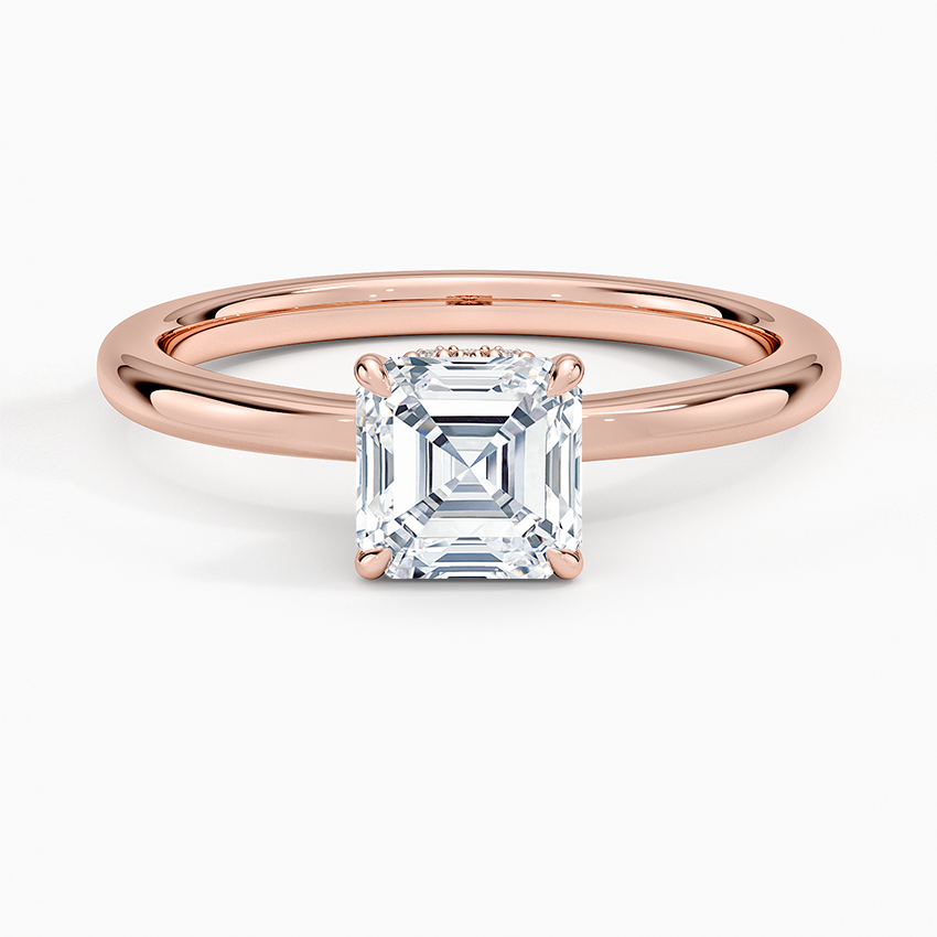 1.15 Karat Asscher Kesim Hidden Halo Tasarım Tektaş Laboratuvar Pırlanta Yüzük - Lyon