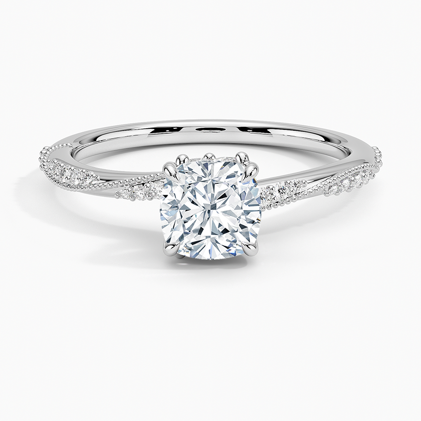 1.25 Karat Cushion Kesim Hidden Halo Tasarım Tektaş Laboratuvar Pırlanta Yüzük 18K - Melora - Bold Diamonds