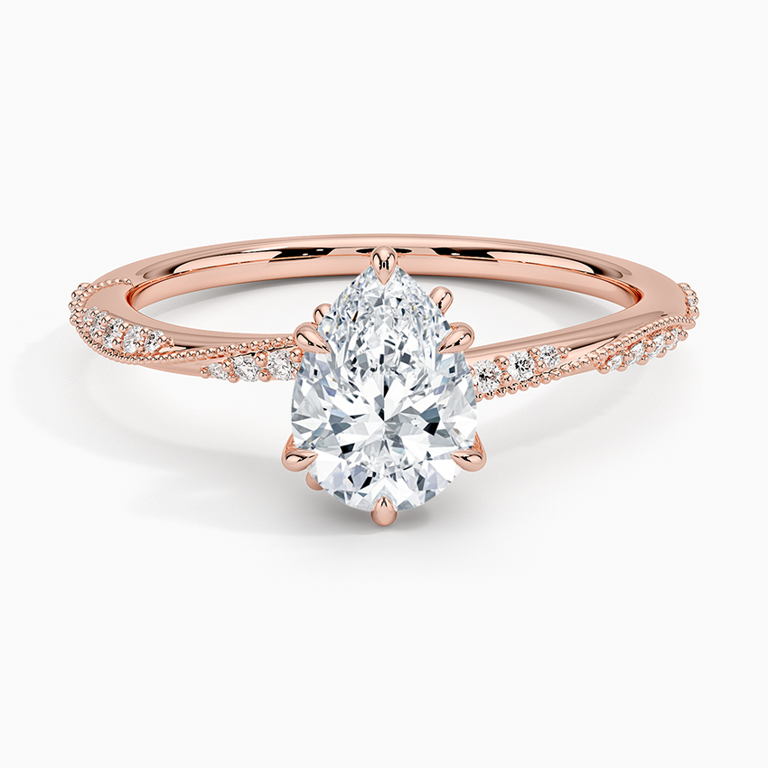 1.25 Karat Damla Kesim Hidden Halo Tasarım Tektaş Laboratuvar Pırlanta Yüzük 18K - Melora - Bold Diamonds