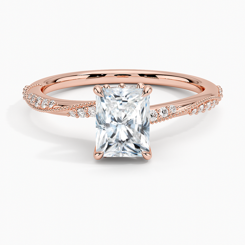 1.25 Karat Radiant Kesim Hidden Halo Tasarım Tektaş Laboratuvar Pırlanta Yüzük 18K - Melora - Bold Diamonds