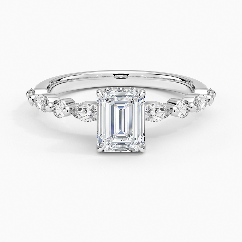 1.50 Karat Emerald Kesim Hidden Halo Tasarım Tektaş Laboratuvar Pırlanta Yüzük - Verona