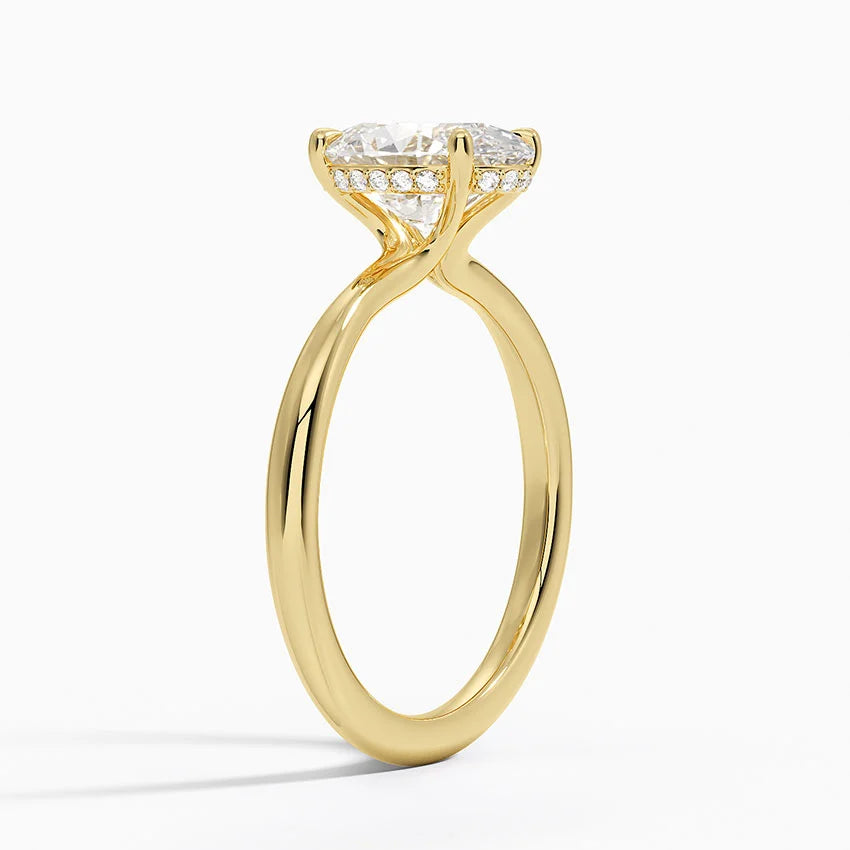 2.10 Karat Oval Kesim Hidden Halo Tasarım Tektaş Laboratuvar Pırlanta Yüzük 18K - Alvora - Bold Diamonds