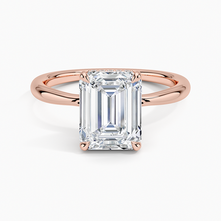 2.10 Karat Emerald Kesim Hidden Halo Tasarım Tektaş Laboratuvar Pırlanta Yüzük 18K - Alvora - Bold Diamonds