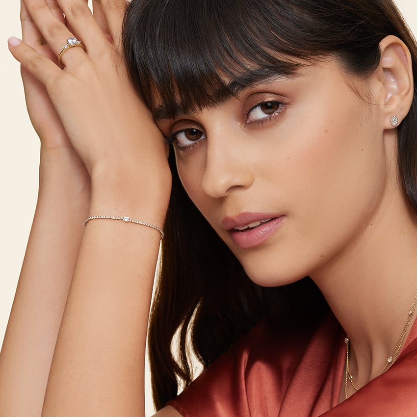 Su Yolu Model 2.00 Karat Emerald Kesim Laboratuvar Pırlanta Bileklik 18K - Bold Diamonds