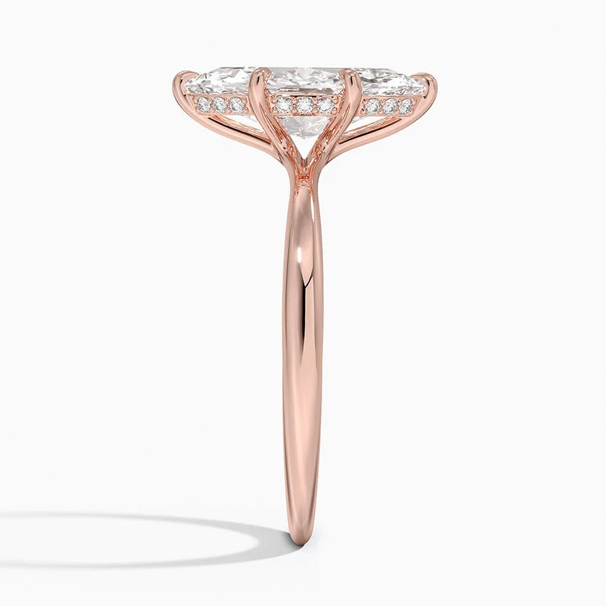 2.10 Karat Marquise Kesim Hidden Halo Tasarım Tektaş Laboratuvar Pırlanta Yüzük 18K - Alvora - Bold Diamonds