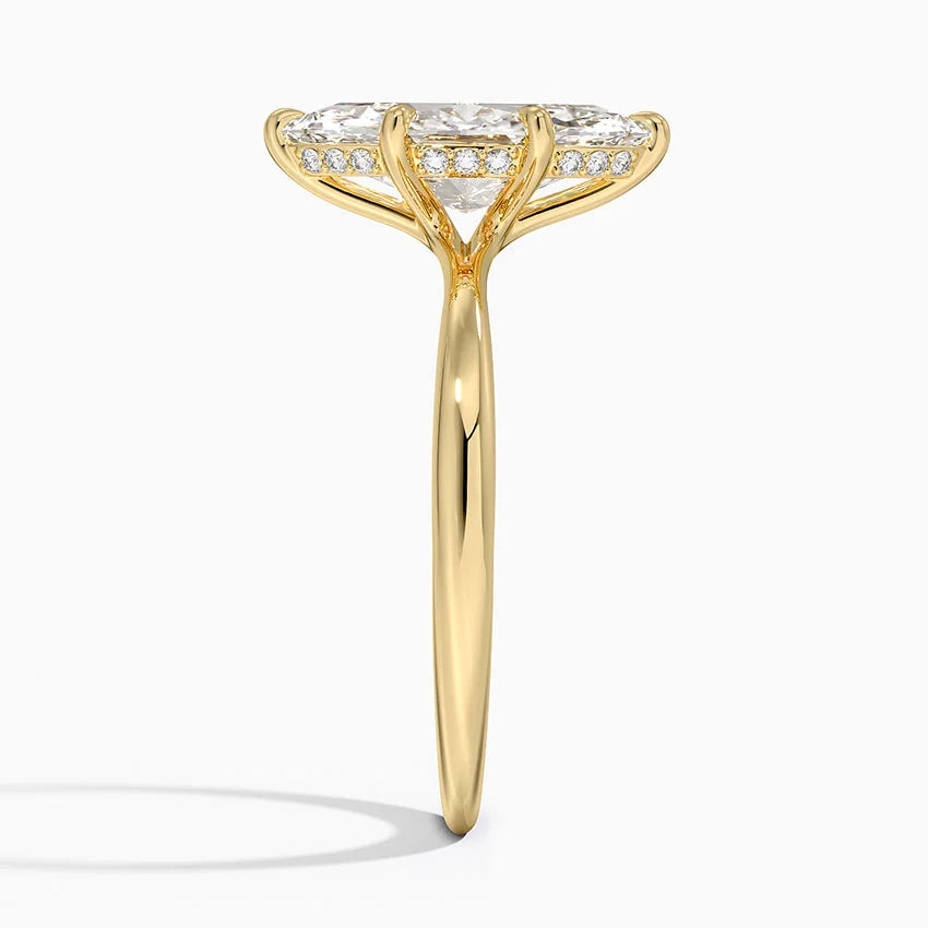 2.10 Karat Marquise Kesim Hidden Halo Tasarım Tektaş Laboratuvar Pırlanta Yüzük 18K - Alvora - Bold Diamonds