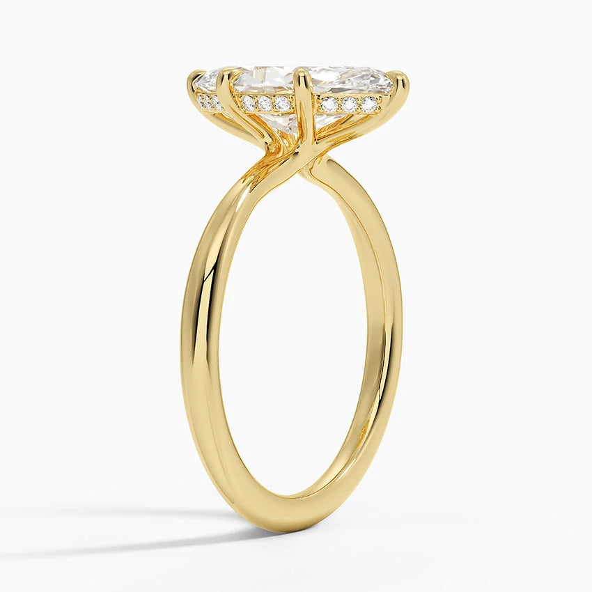 2.10 Karat Marquise Kesim Hidden Halo Tasarım Tektaş Laboratuvar Pırlanta Yüzük 18K - Alvora - Bold Diamonds