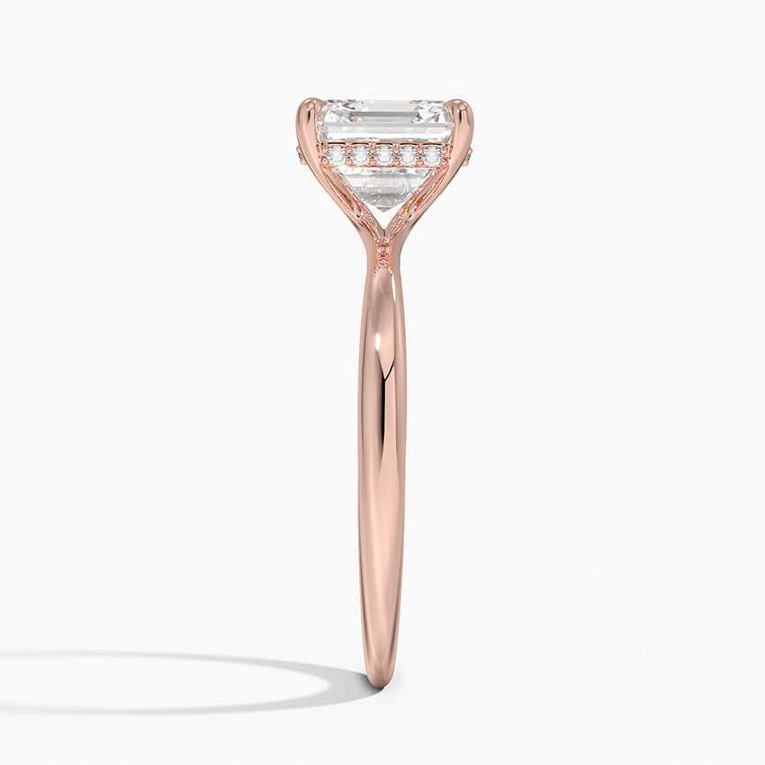 2.10 Karat Asscher Kesim Hidden Halo Tasarım Tektaş Laboratuvar Pırlanta Yüzük 18K - Alvora - Bold Diamonds