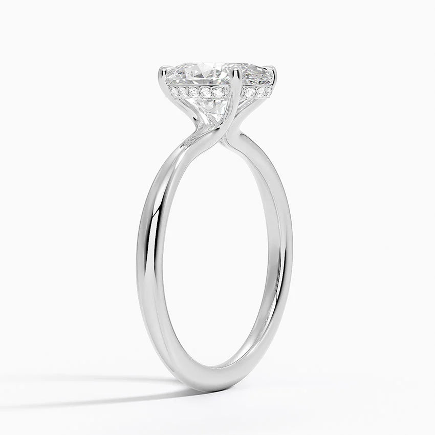 2.10 Karat Oval Kesim Hidden Halo Tasarım Tektaş Laboratuvar Pırlanta Yüzük 18K - Alvora - Bold Diamonds