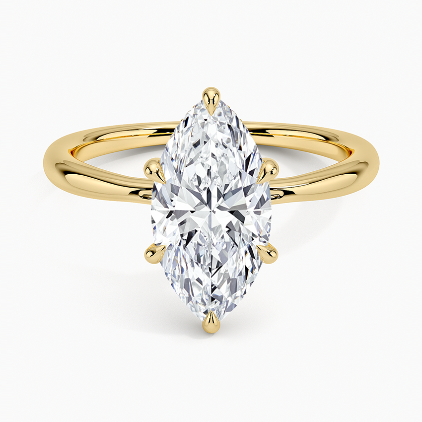 2.10 Karat Marquise Kesim Hidden Halo Tasarım Tektaş Laboratuvar Pırlanta Yüzük 18K - Alvora - Bold Diamonds