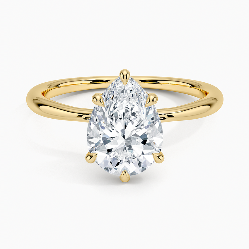 2.10 Karat Pear Kesim Hidden Halo Tasarım Tektaş Laboratuvar Pırlanta Yüzük 18K - Alvora - Bold Diamonds