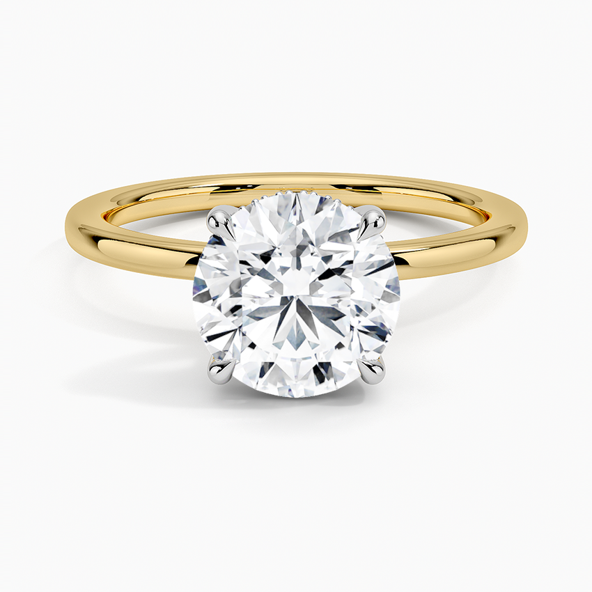2.10 Karat Hidden Halo Tasarım Tektaş Laboratuvar Pırlanta Yüzük 18K - Elora - Bold Diamonds