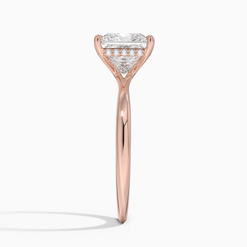 2.10 Karat Prenses Kesim Hidden Halo Tasarım Tektaş Laboratuvar Pırlanta Yüzük 18K - Alvora - Bold Diamonds