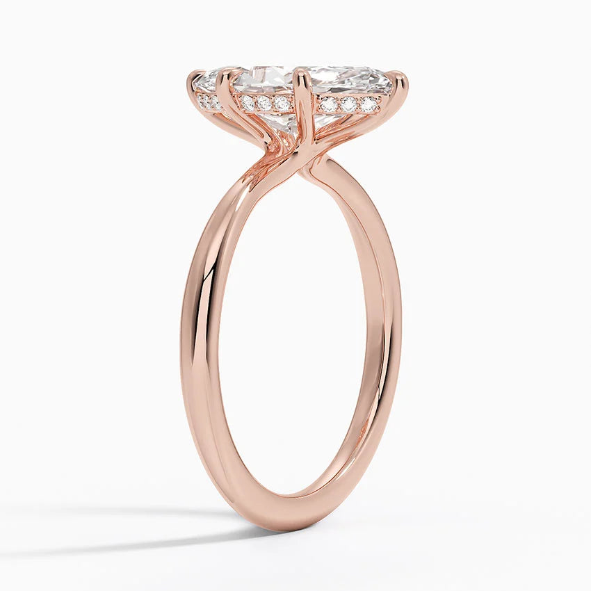 2.10 Karat Marquise Kesim Hidden Halo Tasarım Tektaş Laboratuvar Pırlanta Yüzük 18K - Alvora - Bold Diamonds