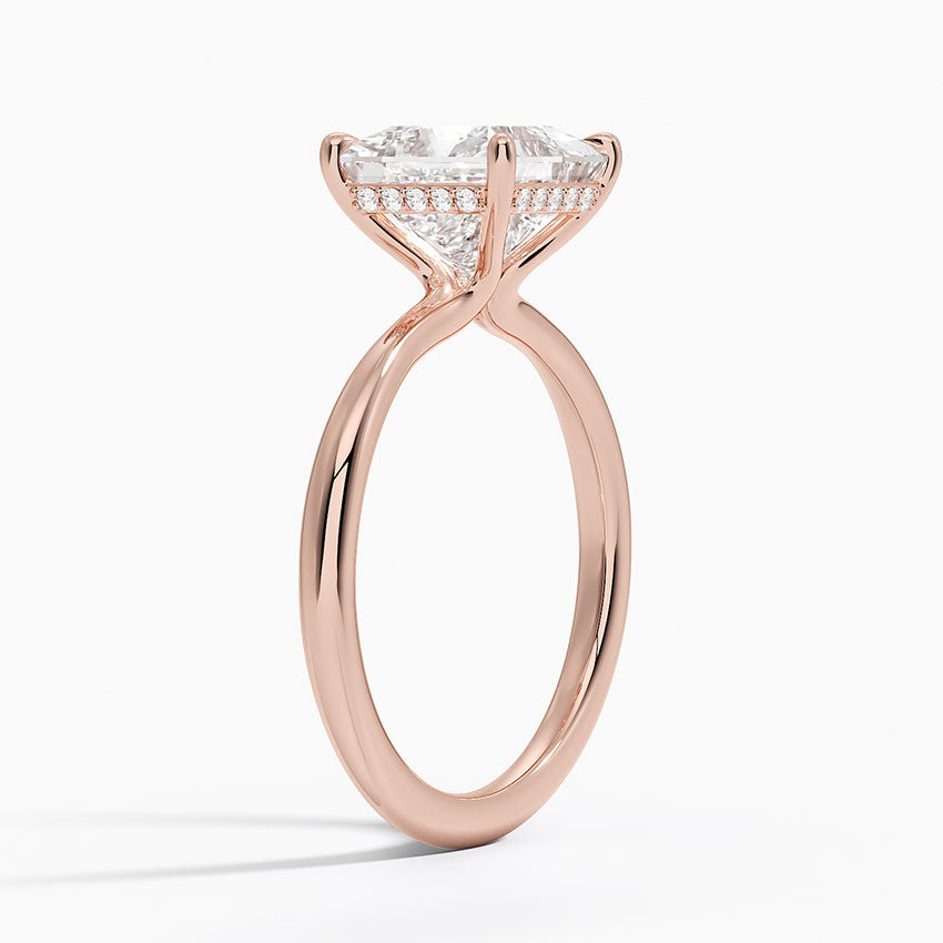 2.10 Karat Prenses Kesim Hidden Halo Tasarım Tektaş Laboratuvar Pırlanta Yüzük 18K - Alvora - Bold Diamonds