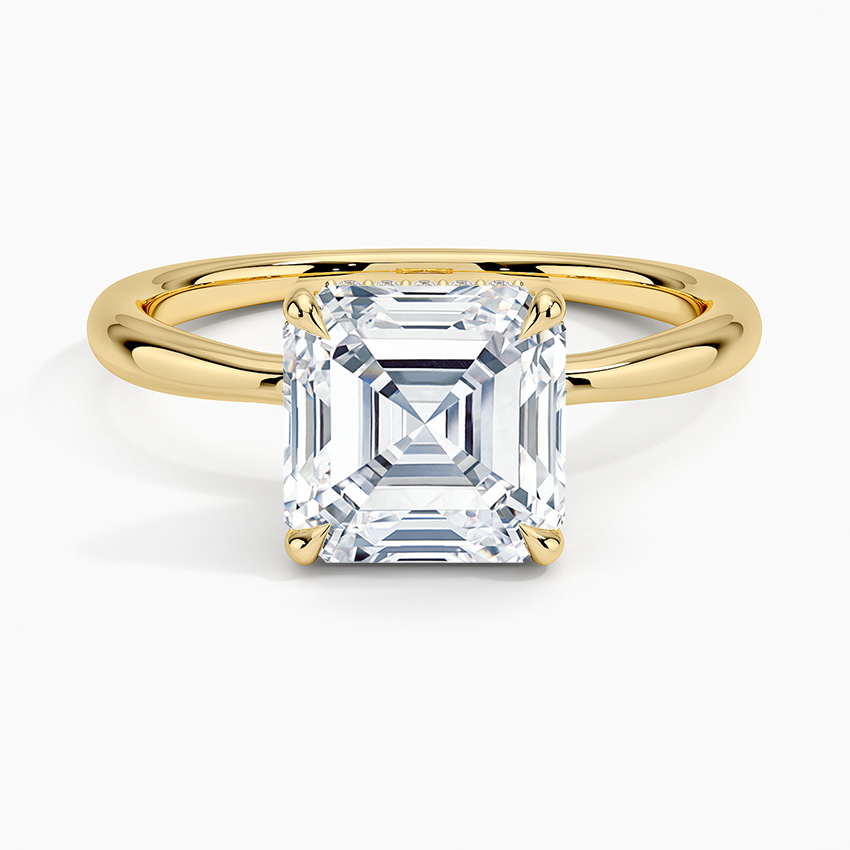 2.10 Karat Asscher Kesim Hidden Halo Tasarım Tektaş Laboratuvar Pırlanta Yüzük 18K - Alvora - Bold Diamonds