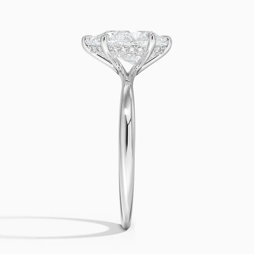 2.10 Karat Pear Kesim Hidden Halo Tasarım Tektaş Laboratuvar Pırlanta Yüzük 18K - Alvora - Bold Diamonds