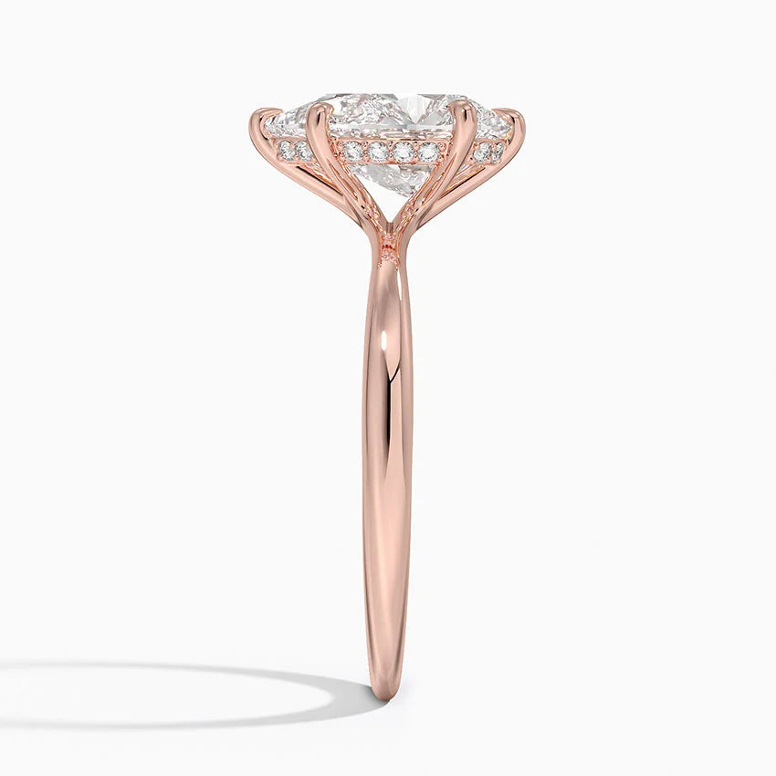 2.10 Karat Pear Kesim Hidden Halo Tasarım Tektaş Laboratuvar Pırlanta Yüzük 18K - Alvora - Bold Diamonds