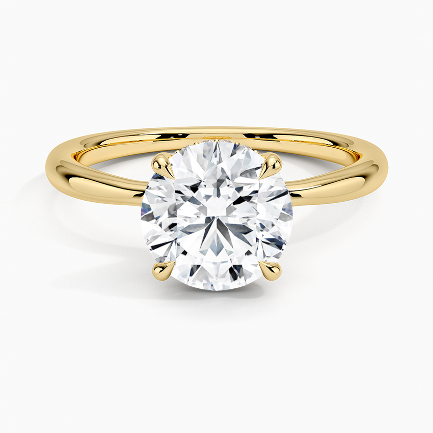 2.10 Karat Hidden Halo Tasarım Tektaş Laboratuvar Pırlanta Yüzük 18K - Alvora - Bold Diamonds