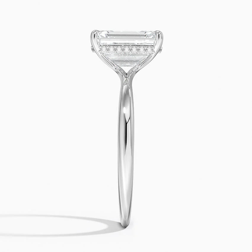 2.10 Karat Emerald Kesim Hidden Halo Tasarım Tektaş Laboratuvar Pırlanta Yüzük 18K - Alvora - Bold Diamonds