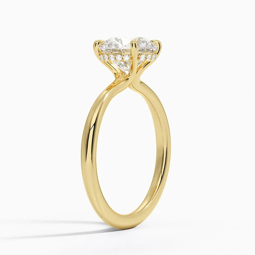 2.10 Karat Hidden Halo Tasarım Tektaş Laboratuvar Pırlanta Yüzük 18K - Alvora - Bold Diamonds