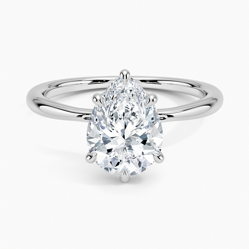 2.10 Karat Pear Kesim Hidden Halo Tasarım Tektaş Laboratuvar Pırlanta Yüzük 18K - Alvora - Bold Diamonds